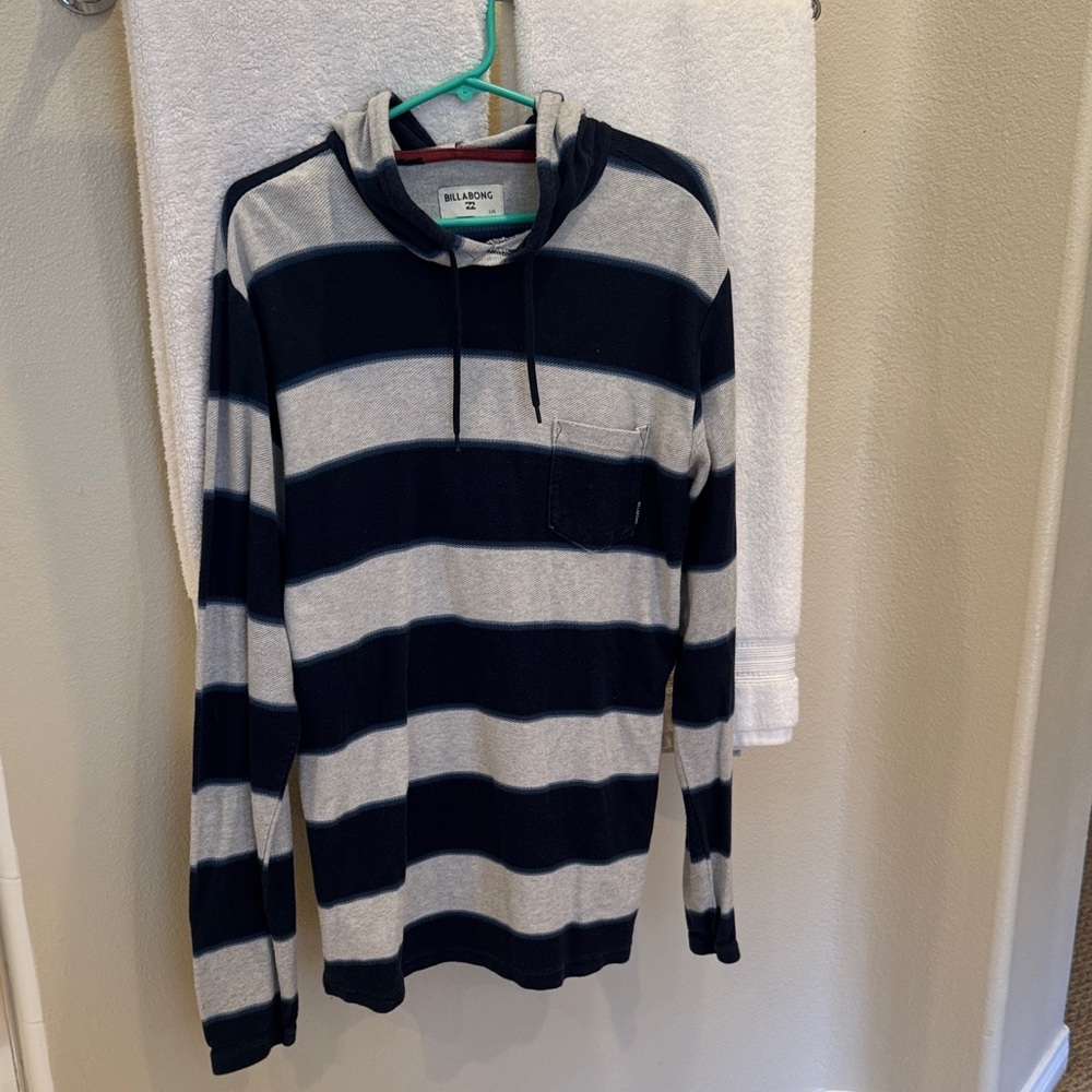 Billabong Navy and Gray Striped Hoodie
